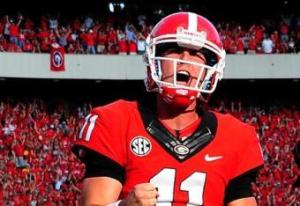 Aaron Murray celebrates Georgia's win over LSU.
