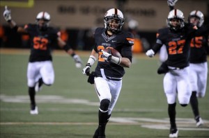 Tyler Patmon recovered a fumble and raced 78 yards for a touchdown against Oklahoma State.