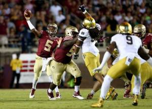 Jameis Winston guided his team to their 23rd straight win, this time beating Notre Dame 31-27.
