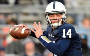 Christian Hackenberg threw for 4 touchdowns to lead Penn State to a comeback victory over Boston College in the Pin Stripe Bowl.