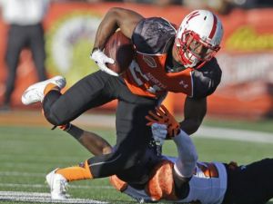 Nebraska running back Ameer Abdullah led his team in rushing and receiving and was voted the MVP of the 2015 Senior Bowl.